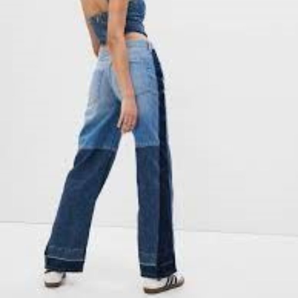 GAP Low Rise Patchwork Baggy Jeans size 25